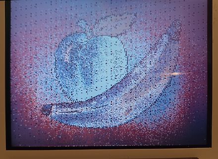 Abfotografierter Bildschirm mit Obst-Grafik