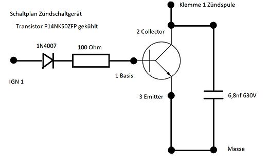 Schaltplan Zündschaltgerät mit Transistor