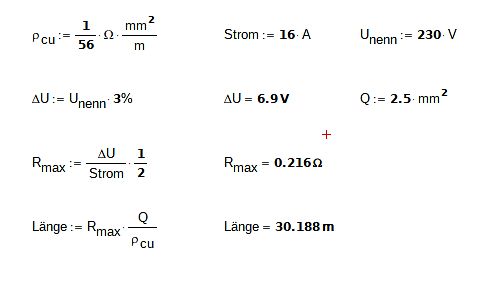 Mathematische Berechnung der Kabellänge