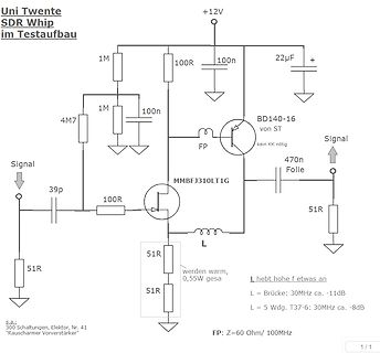 Schaltplan SDR Whip im Testaufbau