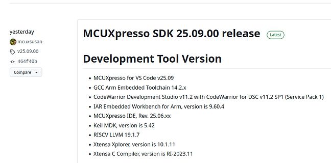 MCUXpresso SDK Release Information