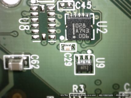Makroaufnahme einer Leiterplatte mit SMD-Bauteilen