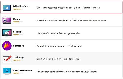 Liste von Screenshot-Programmen unter Linux