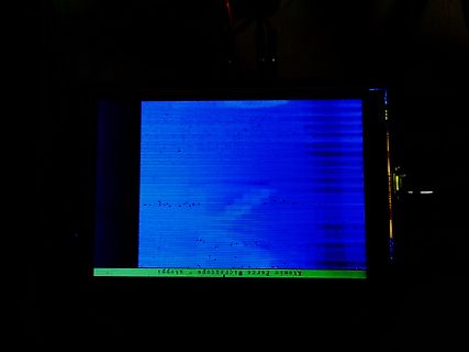 Abfotografierter Bildschirm eines Rasterkraftmikroskops