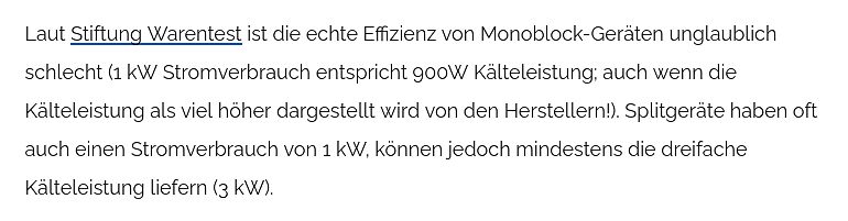 Text über Effizienz von Monoblock-Geräten