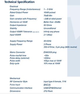 Technische Spezifikation eines HF-Geräts