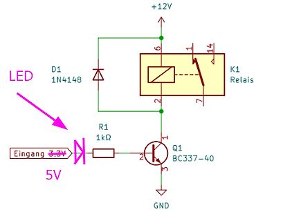 Schaltplan einer Relaissteuerung mit Transistor
