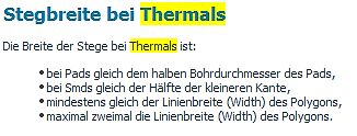 Regeln zur Stegbreite bei Thermals