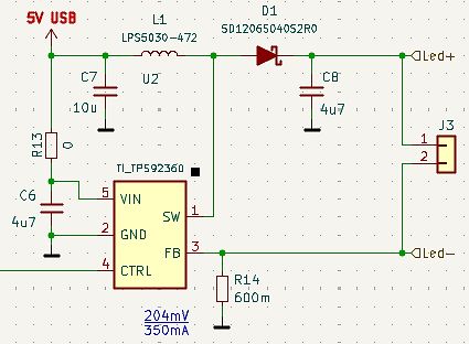 Schaltplan eines LED-Treibers mit TI_TP592360
