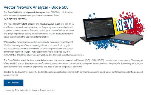 Produktbeschreibung Vector Network Analyzer Bode 500