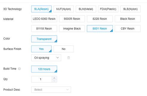 Konfigurationsmenü für 3D-Druckparameter