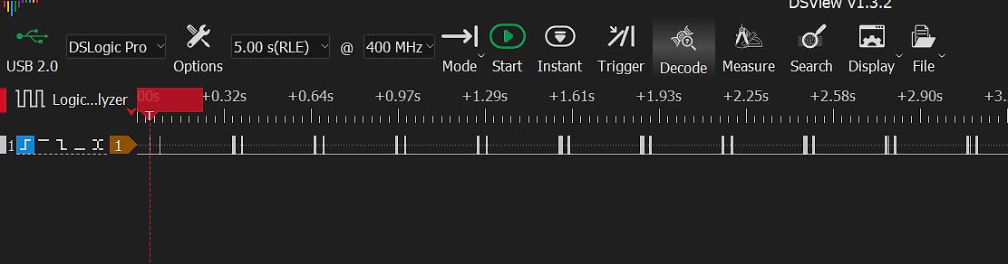 Screenshot eines Logikanalysators DSLogic Pro