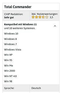 Software-Kompatibilitätsliste Total Commander