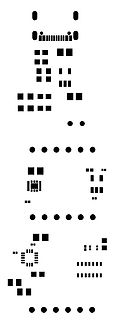 Abstrakte schwarze geometrische Formen auf weißem Grund