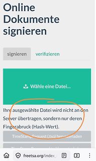 Website zum Signieren von Online-Dokumenten