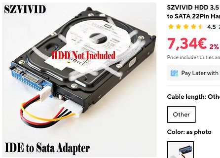 Produktseite eines IDE zu SATA Adapters