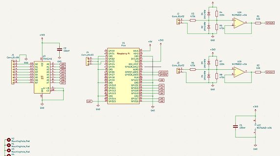 Schaltplan mit Raspberry Pi Pico und MCP6002 Operationsverstärkern