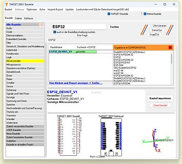 Screenshot einer Bauteil-Datenbank-Software