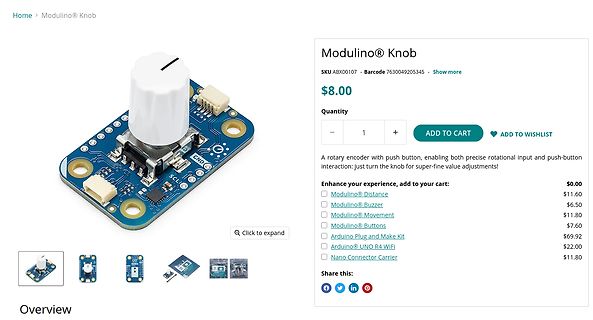 Webshop-Produktseite Modulino Knob