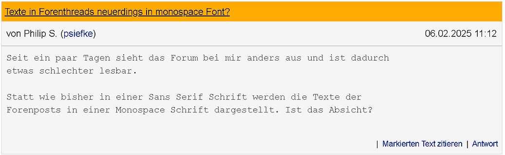 Forenbeitrag über Schriftartänderung