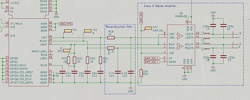 Schaltplan eines Class D Stereo Amplifiers