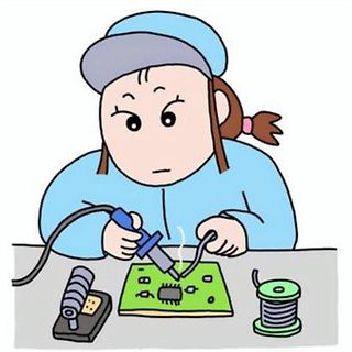 Comic einer Person beim Löten