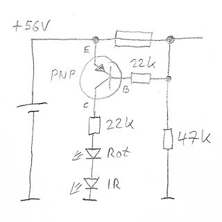Handgezeichneter Schaltplan mit PNP-Transistor und LEDs