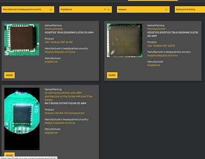 Screenshot einer Datenbank mit Mikrocontroller-Informationen