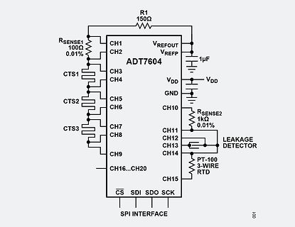 Schaltplan ADT7604 mit PT-100 RTD