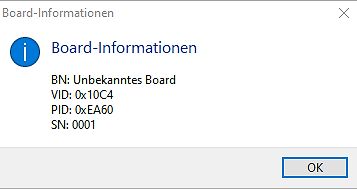 Dialogfenster mit Board-Informationen