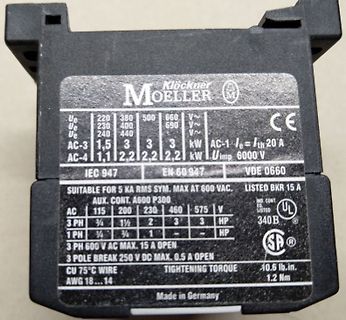 Typenschild eines Moeller Schützes
