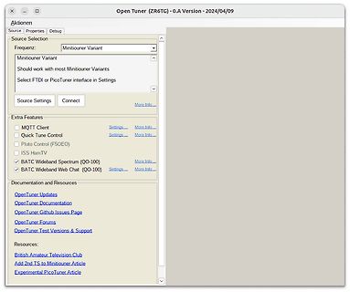 Benutzeroberfläche der Open Tuner Software