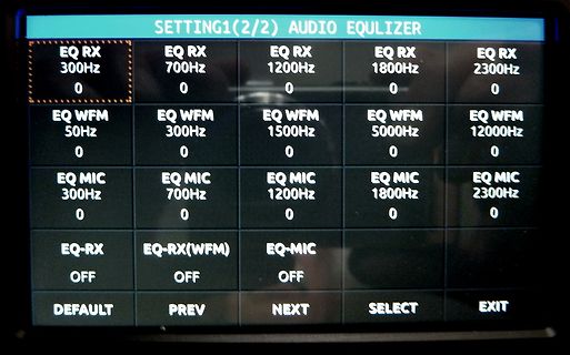 Display eines Audio-Equalizers Menüs