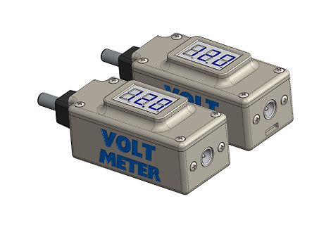 3D-CAD-Modell zweier Voltmeter-Gehäuse