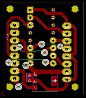 PCB-Layout einer Leiterplatte mit Display-Anschlüssen