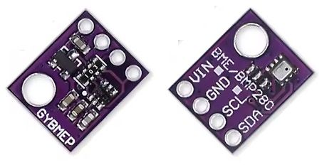 Zwei Ansichten eines BME280 Sensor-Moduls