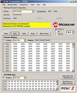 Screenshot der PICkit 2 Programmer Software