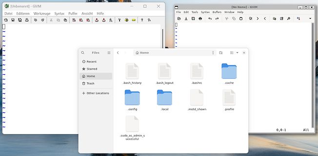 Screenshot von GVIM und einem Dateimanager