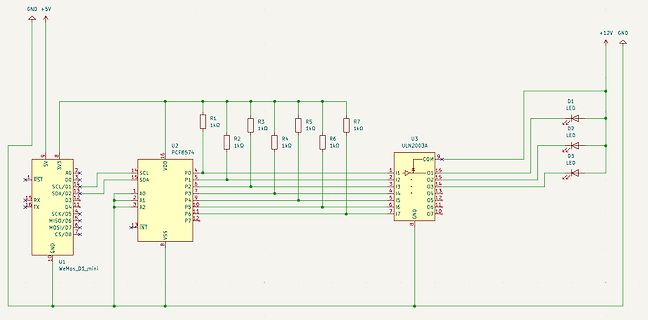 Schaltplan mit WeMos D1 mini und ULN2003A