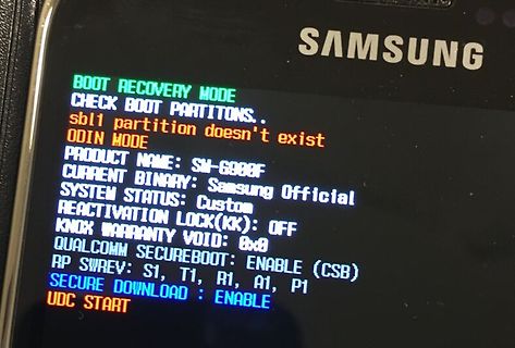 Samsung Smartphone Download Mode Fehlermeldung