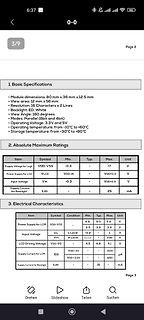 Datenblatt eines LCD-Moduls mit Spezifikationen und Tabellen