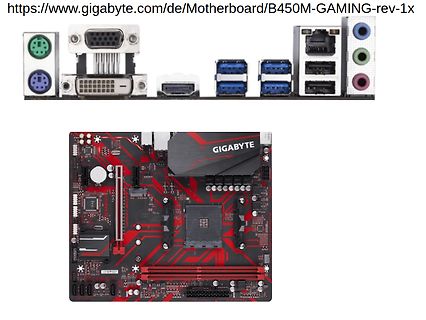 Gigabyte B450M GAMING Mainboard Anschlüsse und Ansicht