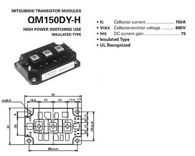 Datenblatt eines Mitsubishi QM150DY-H Transistor-Moduls