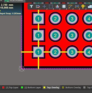Ausschnitt eines PCB-Layouts mit Bestückungsmarkierungen