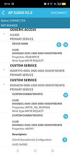 Screenshot einer Bluetooth Low Energy Applikation
