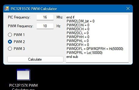 PIC12F157X PWM Calculator Software