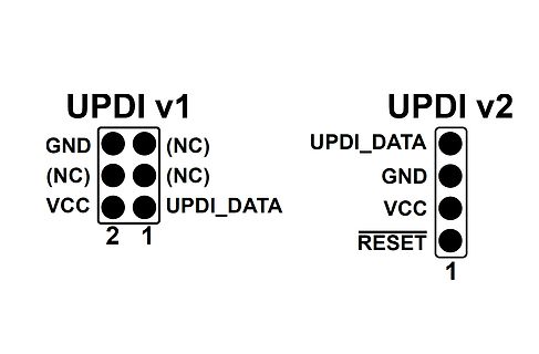 Pinbelegung UPDI v1 und v2