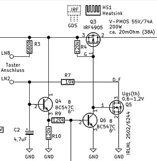 Schaltplan mit MOSFET und Transistoren