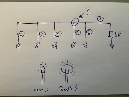Handgezeichnete Skizze einer Schaltung mit LEDs
