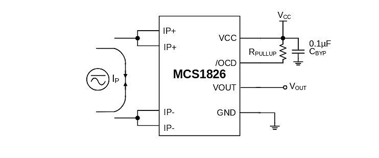 Schaltplan eines MCS1826 Stromsensors